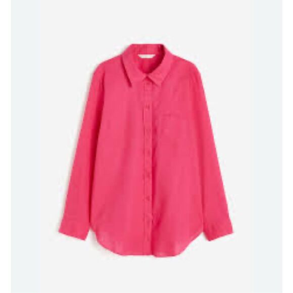H&M Pink Linen Blend Button Down - Picture 1 of 4